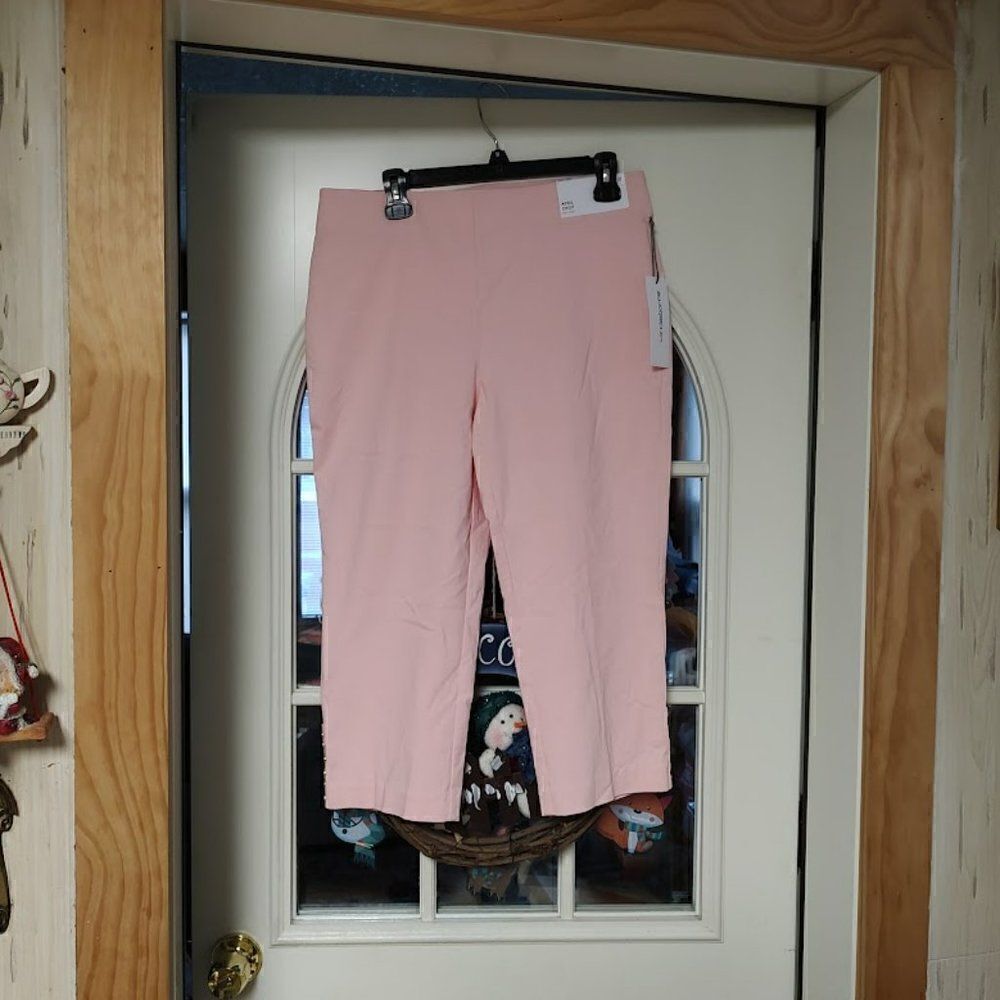 New Liz Claiborne April Crop English Rose Mid Rise Pull On Pants Size Women's 10